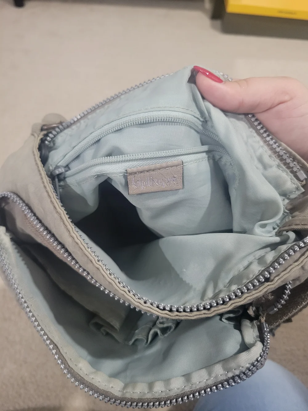 Kipling Light Gray Crossbody Bag with Front Flap Pocket